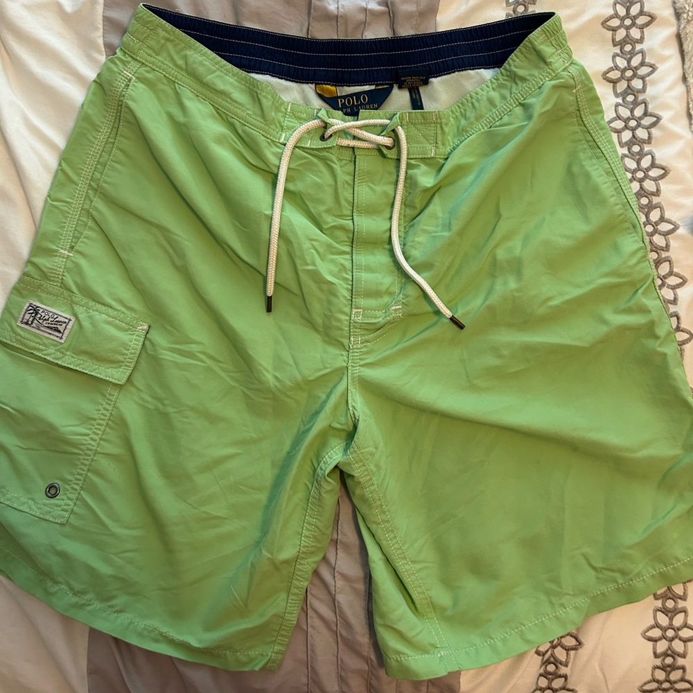 Men’s green Ralph Lauren swim trunks
